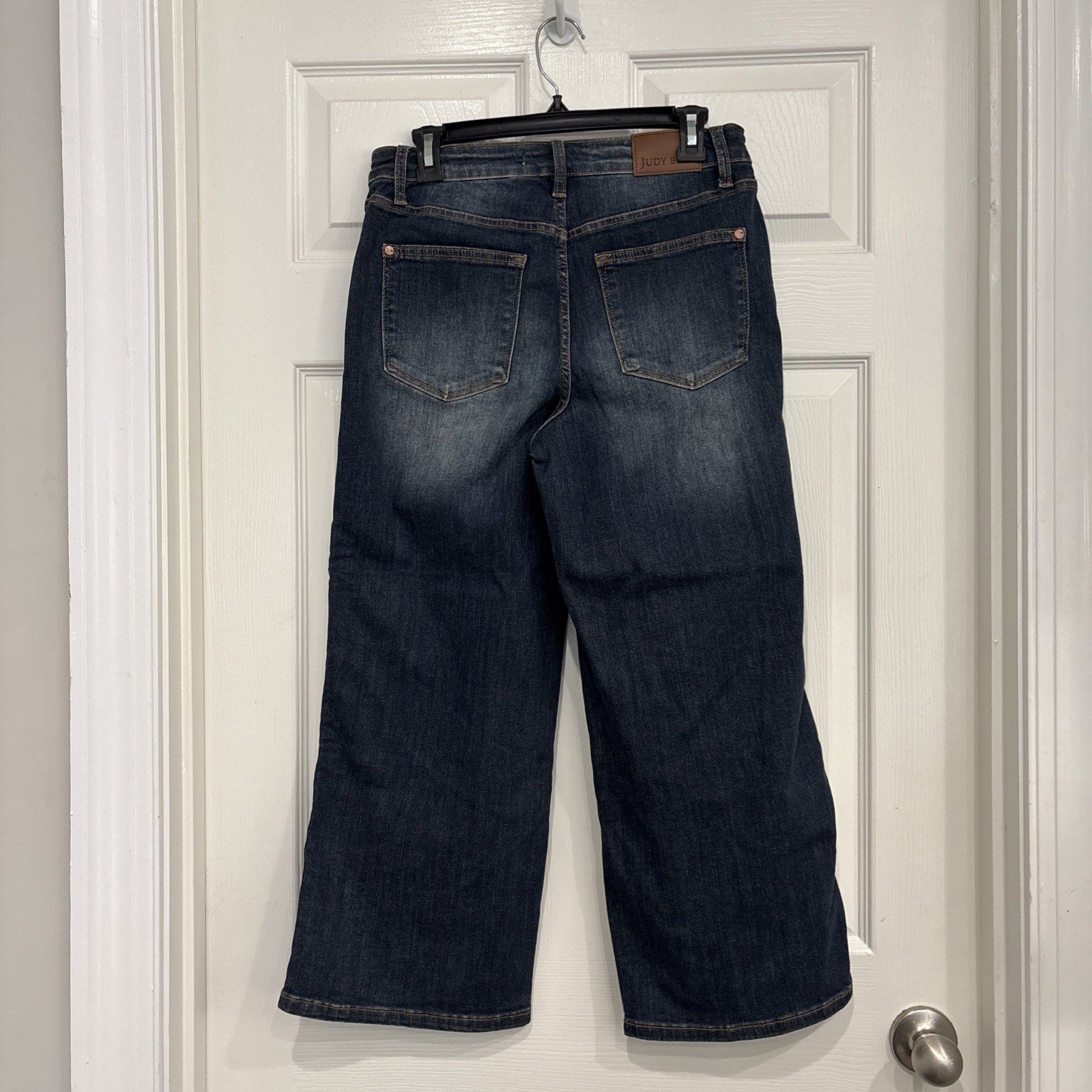Judy Blue Distressed Jeans Women’s Blue Denim Dark Wash Wide Leg Pockets 7 / 28
