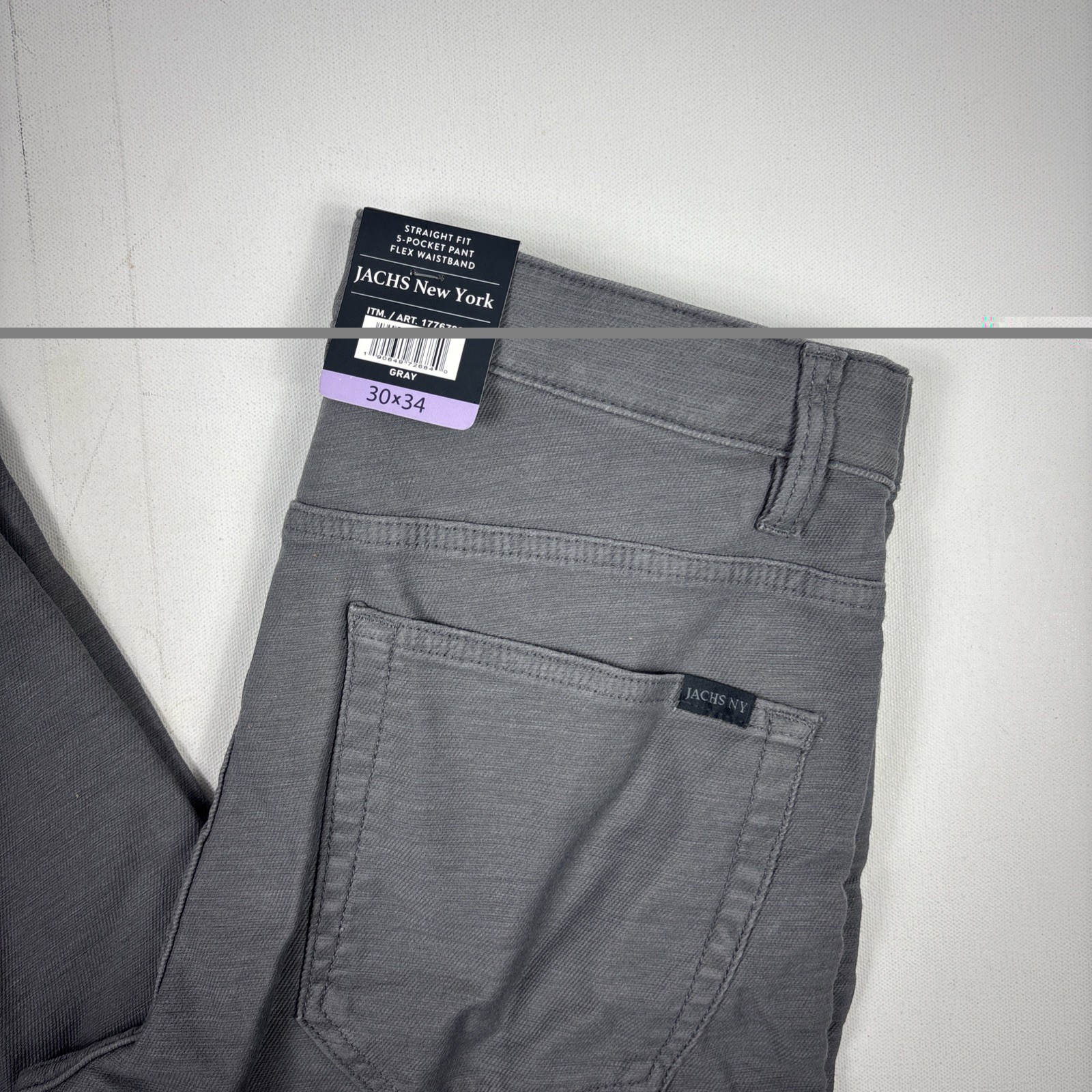 Jachs Men’s 5 Pocket Pant Straight Fit Stretch Fabric Gray 30×34