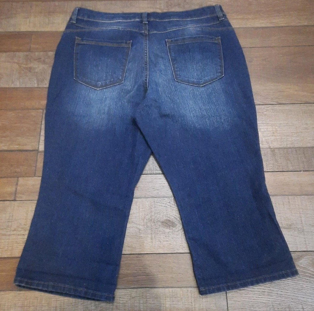 Womens Bandolino Lisbeth Skimmer Jean Capri Size 14 Dark Blue Stone Washed