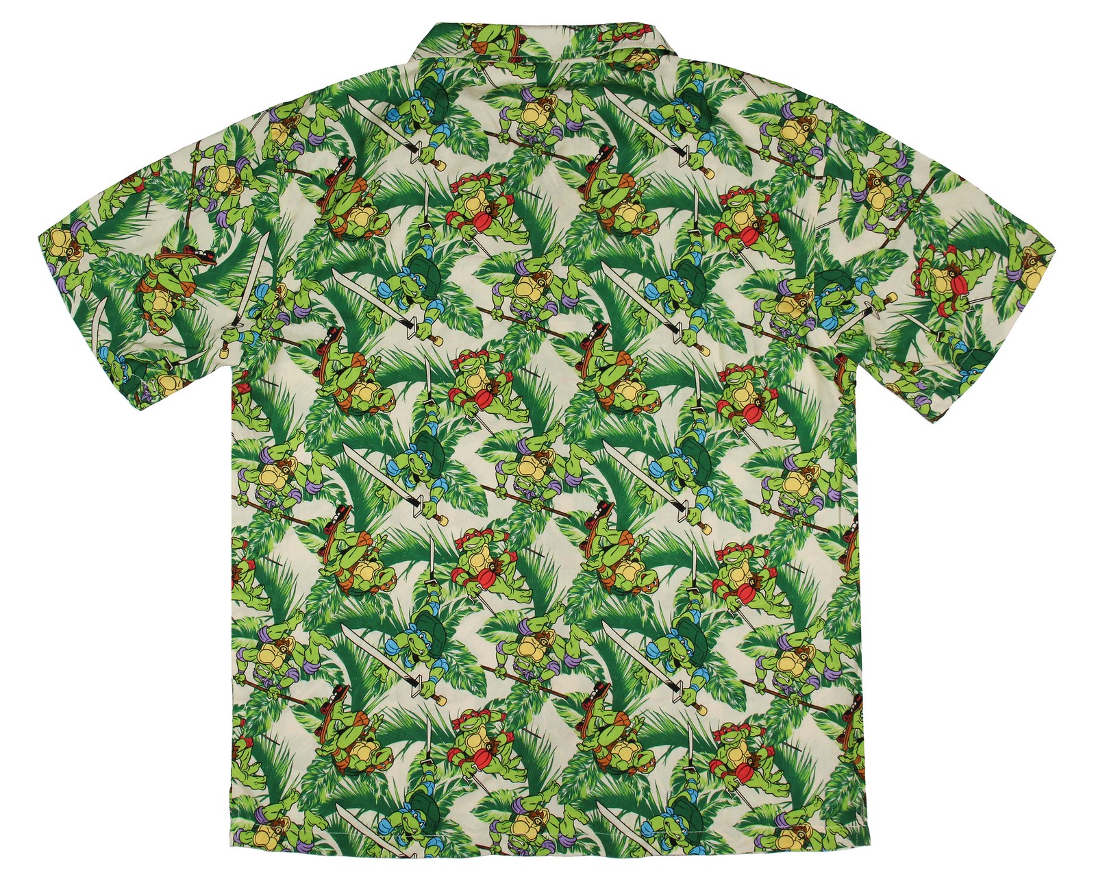 Teenage Mutant Ninja Turtles Men’s Hawaiian Foliage Button-Up Woven Shirt