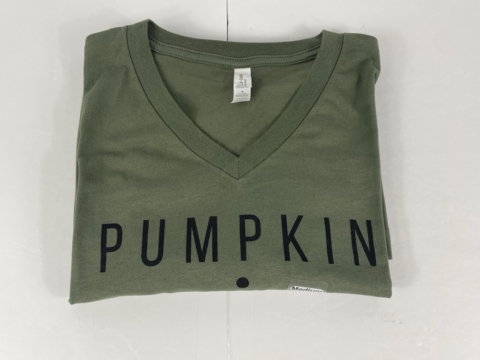 Pumpkin Spice Everything Medium Army Green T Shirt Short Sleeve Bella + Canvas