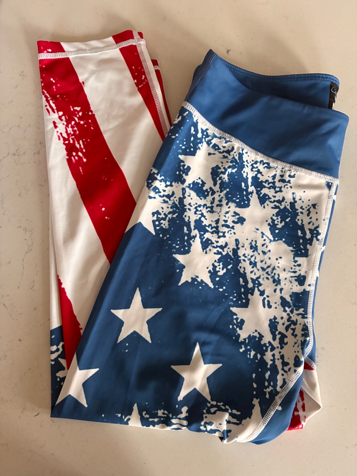 Constantly Varied Gear CVG Squat Proof Capri just passed knee. USA Flag