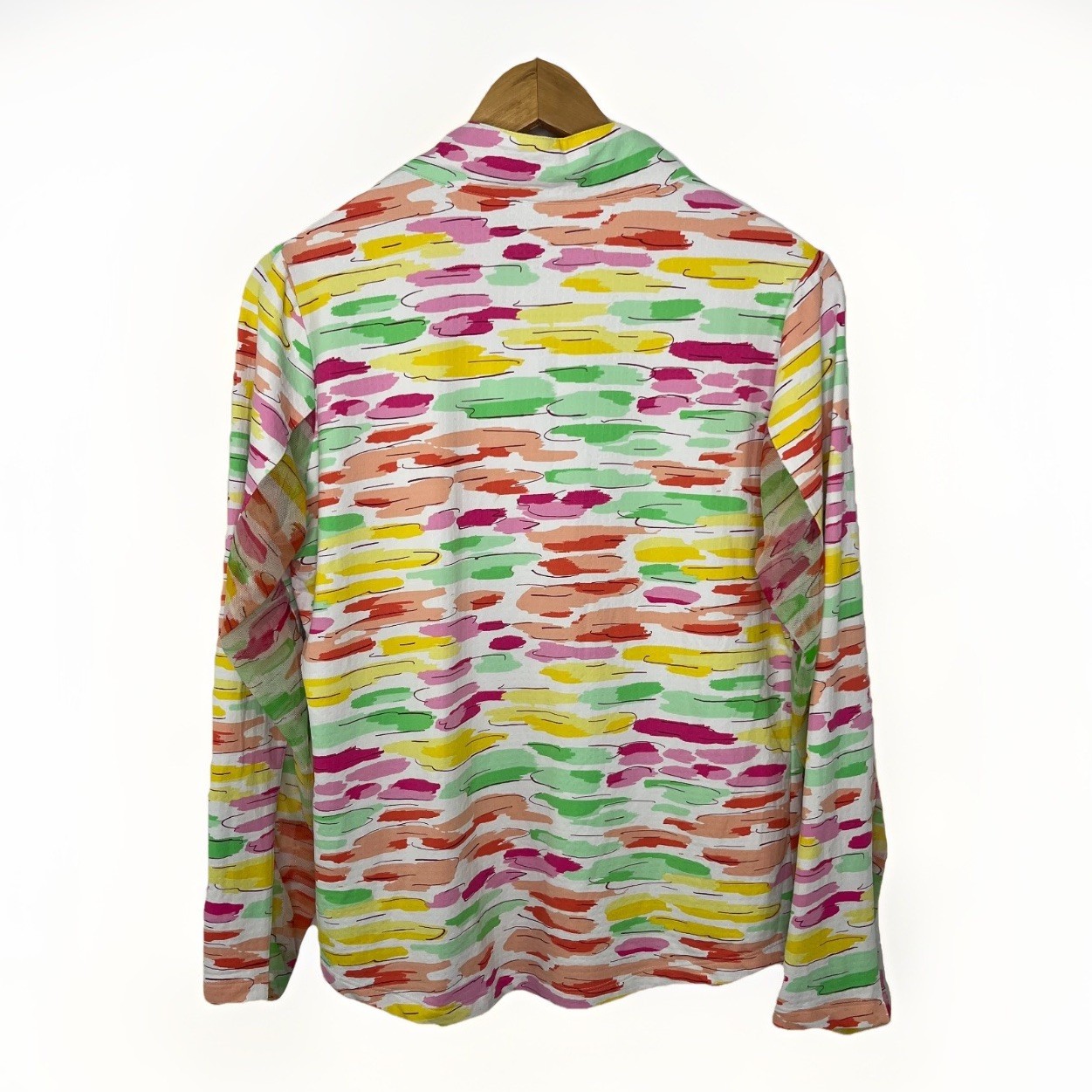 Ibkul Jes Long Sleeve 1/4 Zip Pullover Womens M Vibrant Brushstroke Sun Shirt M