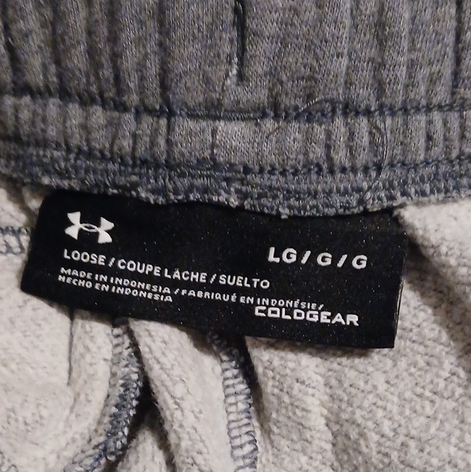 Under Armour ColdGear Men’s L Gray Fleece Sweatpants Drawstring Loose Fit