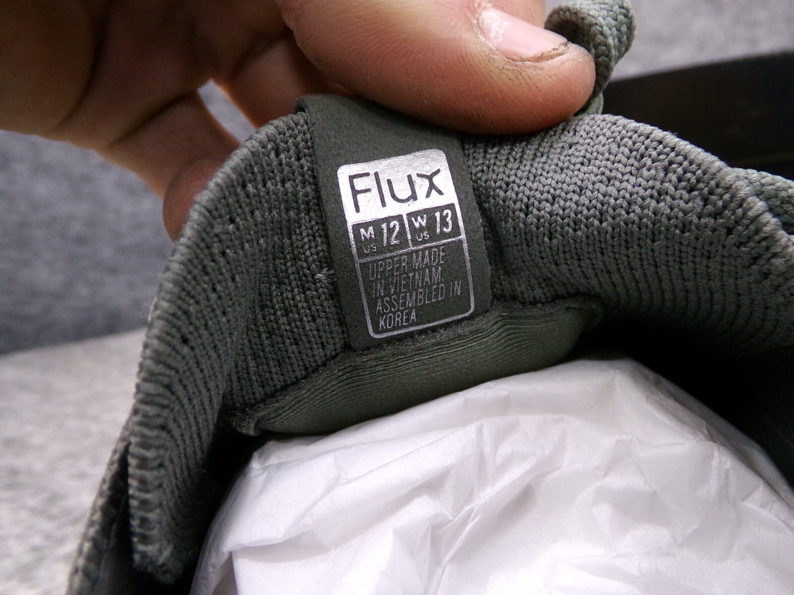 Flux Adapt Trainer Olive Gum Barefoot Athletic Knit Shoes Sneakers Mens Size 12