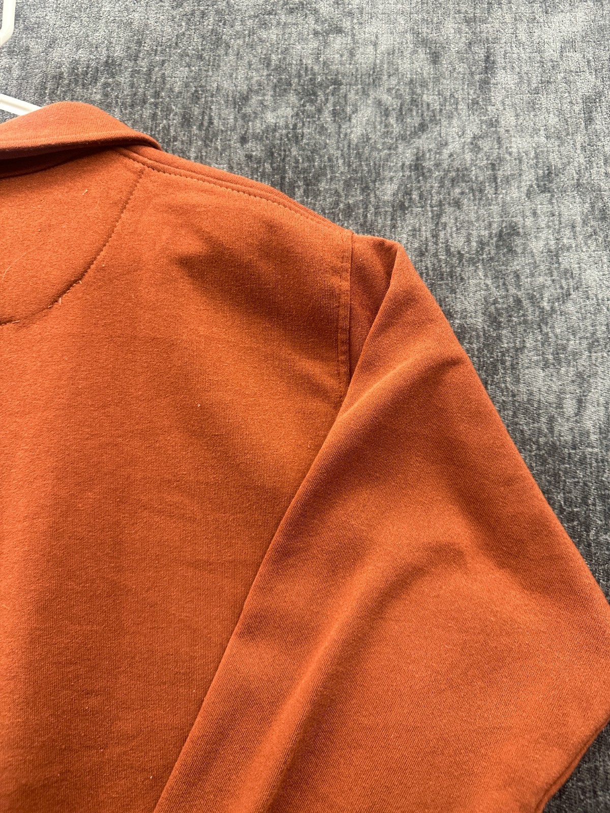 Comfort Casual Sweatshirt Mens Large Orange Knit Ribbed Collared Performance