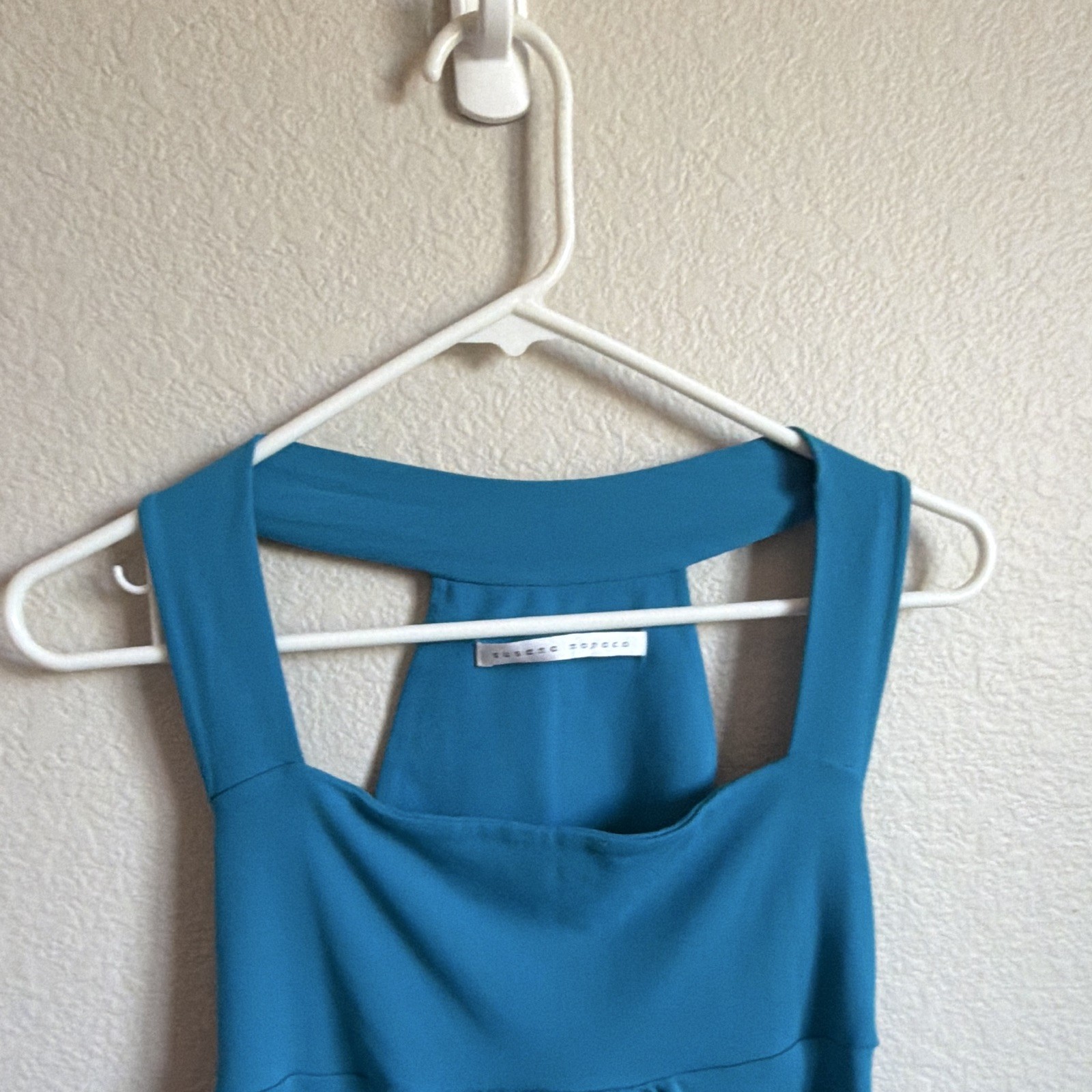 Susana Monaco Blue Solid Square Neck Sleeveless A-Line Knee Dress Size S