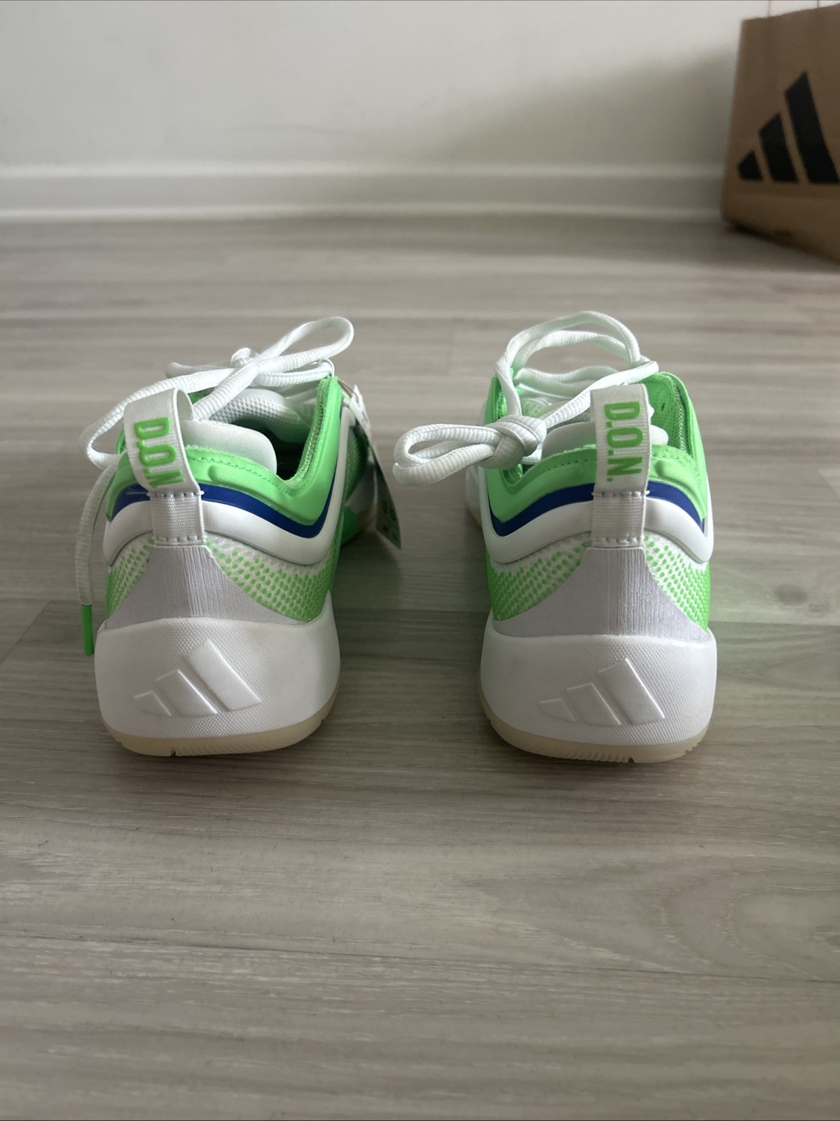 New Adidas DON Size 12 Mens Issue 6 White Green Blue Basketball Sneakers Shoes