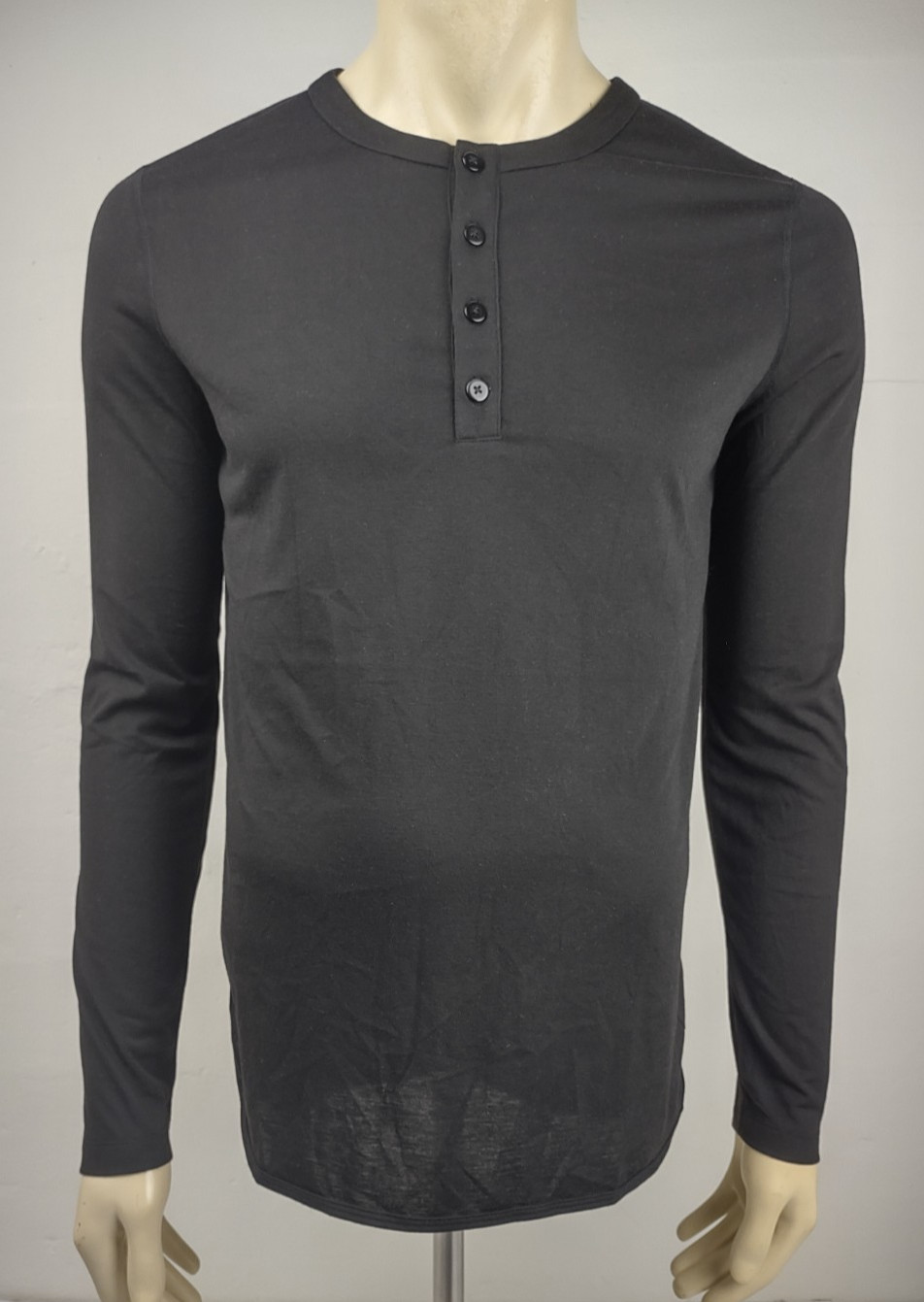 NWT Paskho black heather Henley long sleeve shirt mens Medium