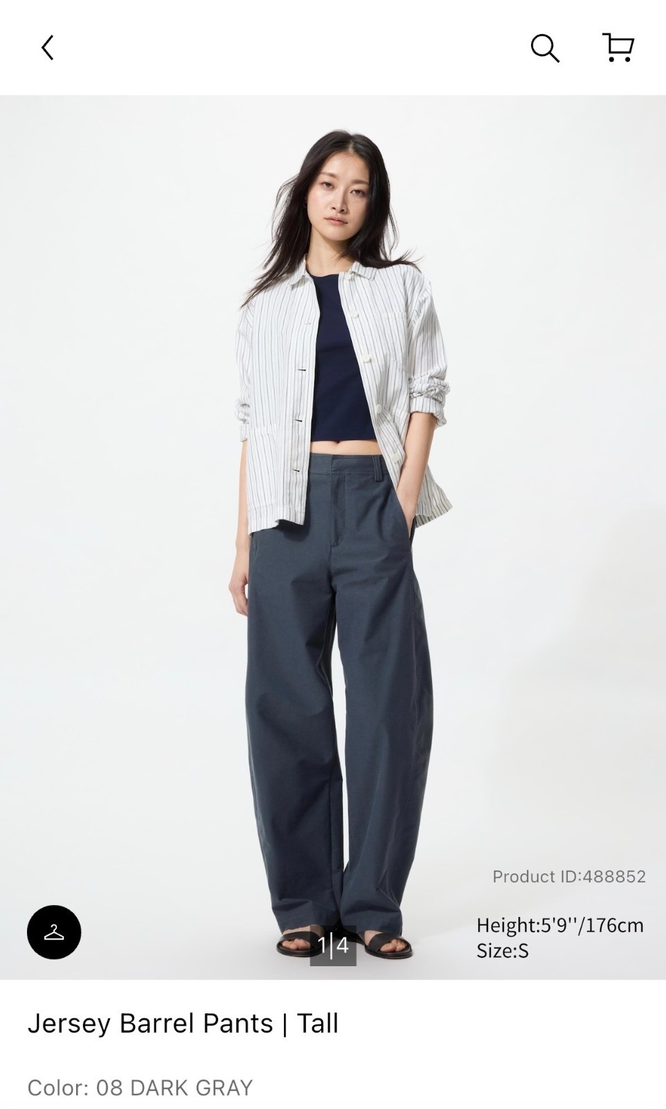 UNIQLO Women Jersey Barrel Pants 08 DARK GRAY (Medium, Tall)