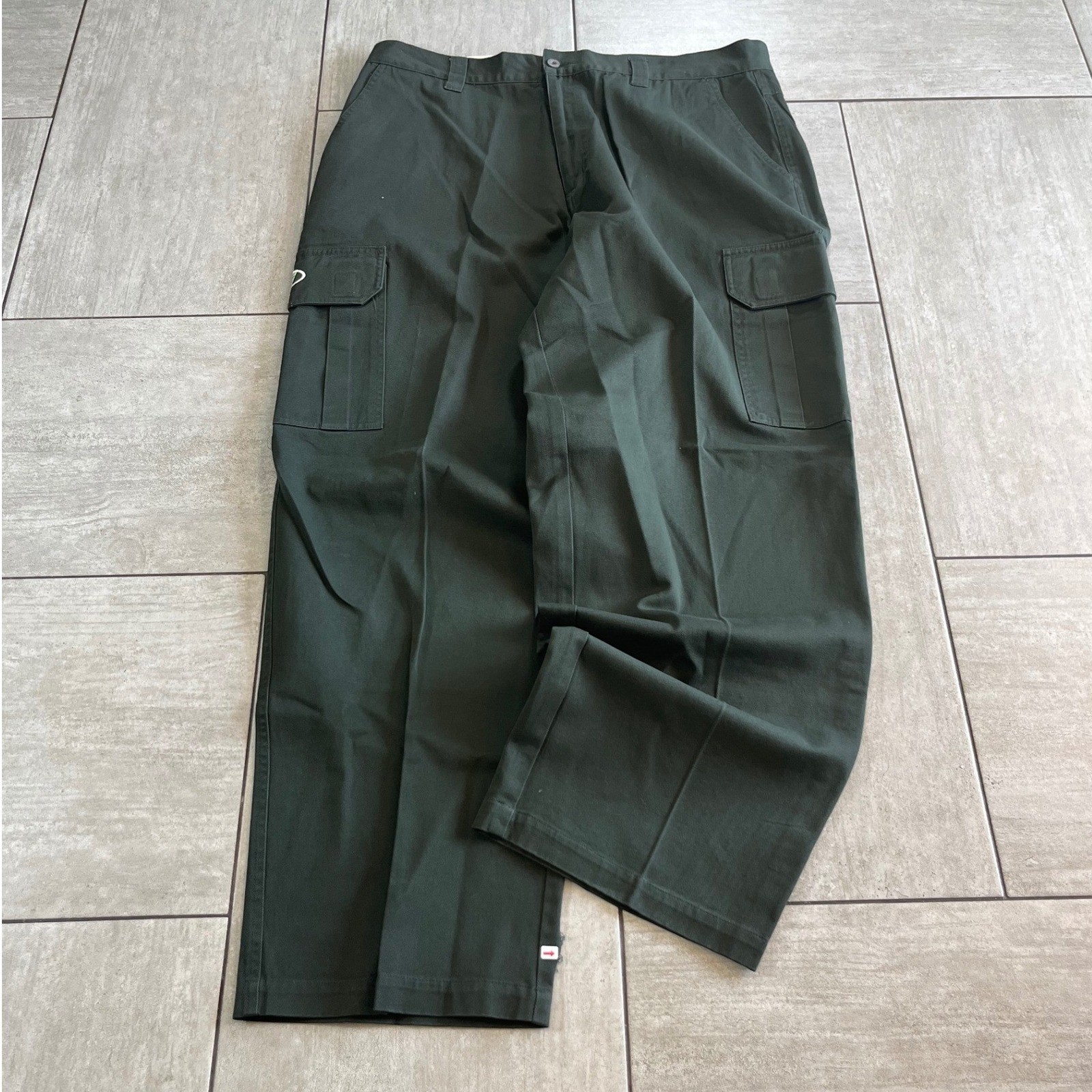 Hi Cutline Jeans Mens 38×32 Forest Green Cargo Pants Wide Leg Cotton 850 L