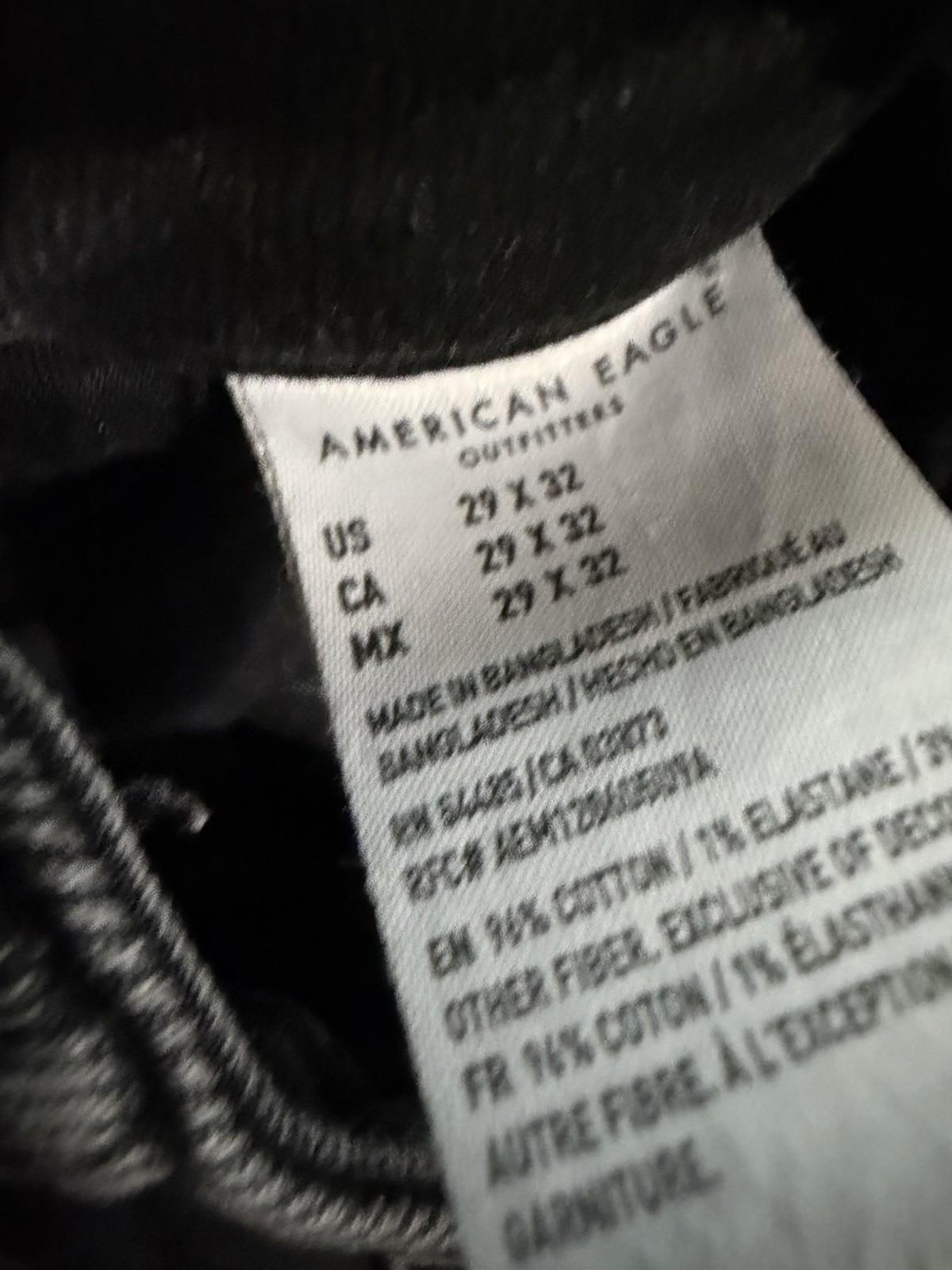 American Eagle AirFlex+ Men’s Black Dark Wash Skinny Stretch Distressed Jeans