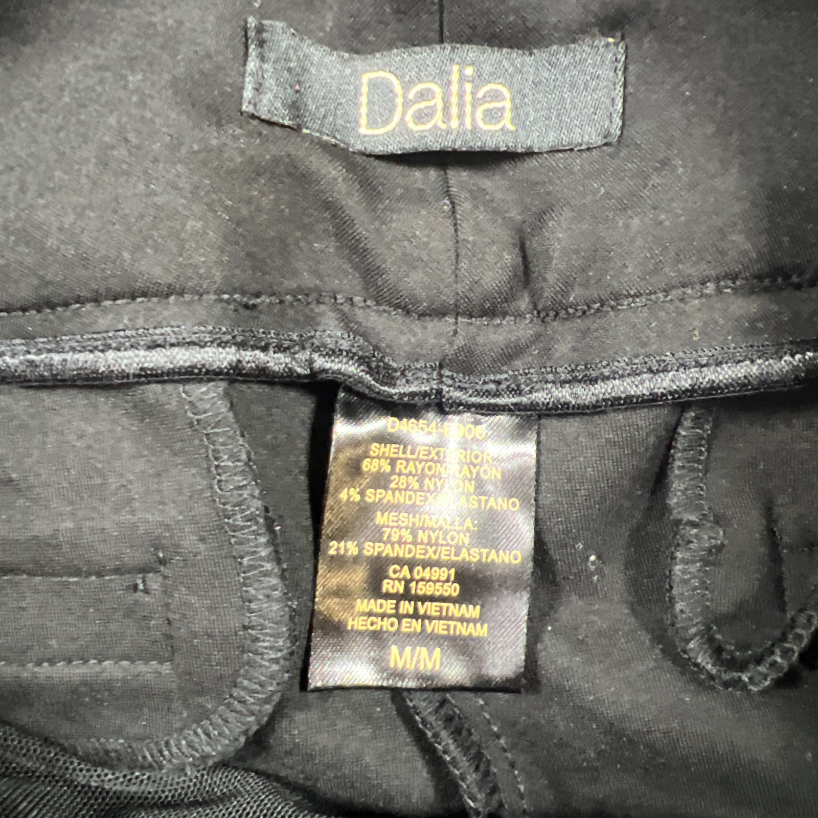 Dalia Twill Ponte Pants Womens Medium Black 4 Way Stretch Straight Leg Mid Rise