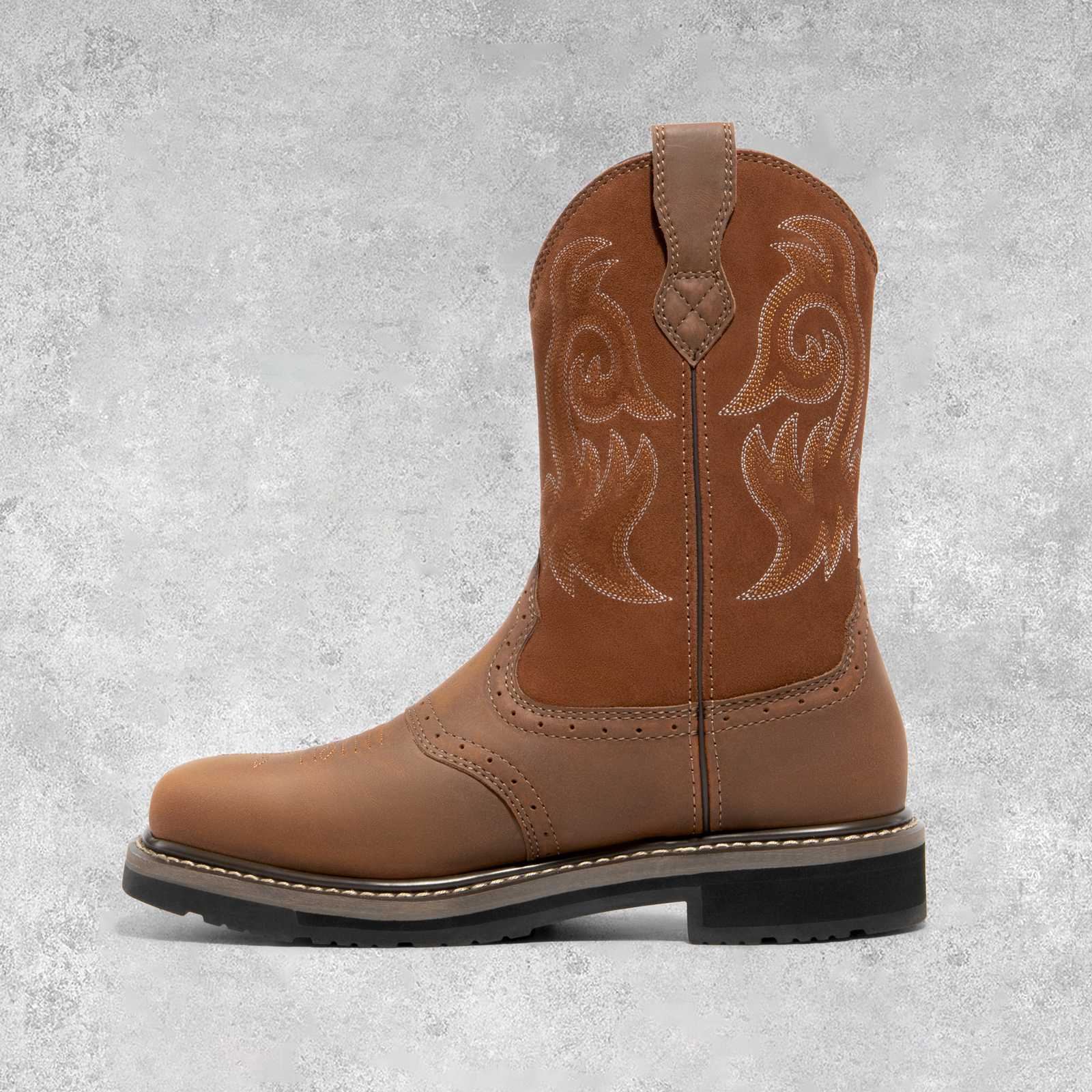 Mens Steel Toe Boots Western Boots Cowboy Boots Square Toe Leather Work Boots