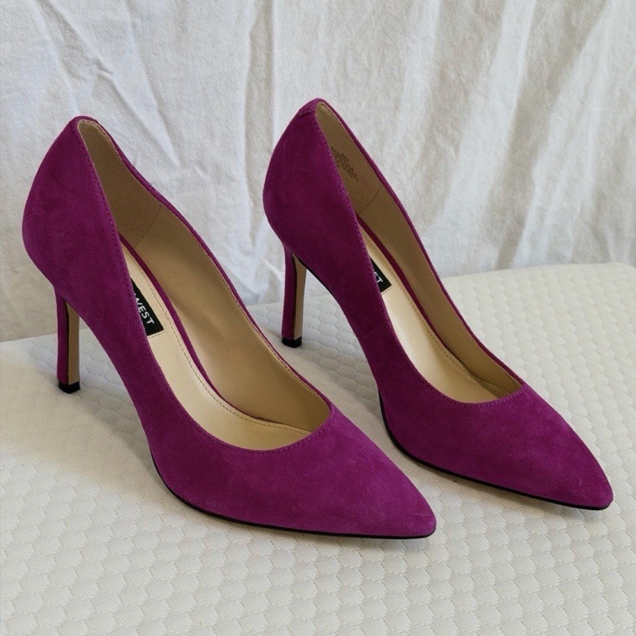 Nine West Women’s Magenta Suede Pointed Toe Stiletto Slip-On Pumps US 5