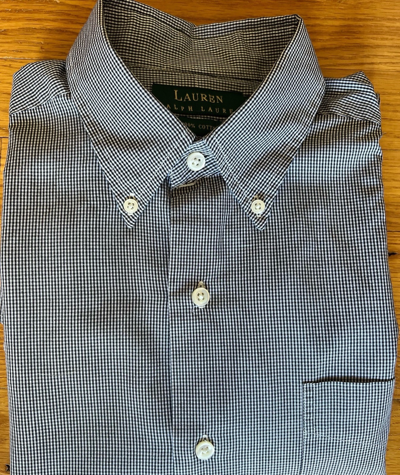 Lauren Ralph Lauren Mens Long Sleeve Black And White Check 100% Cotton 15 32/33