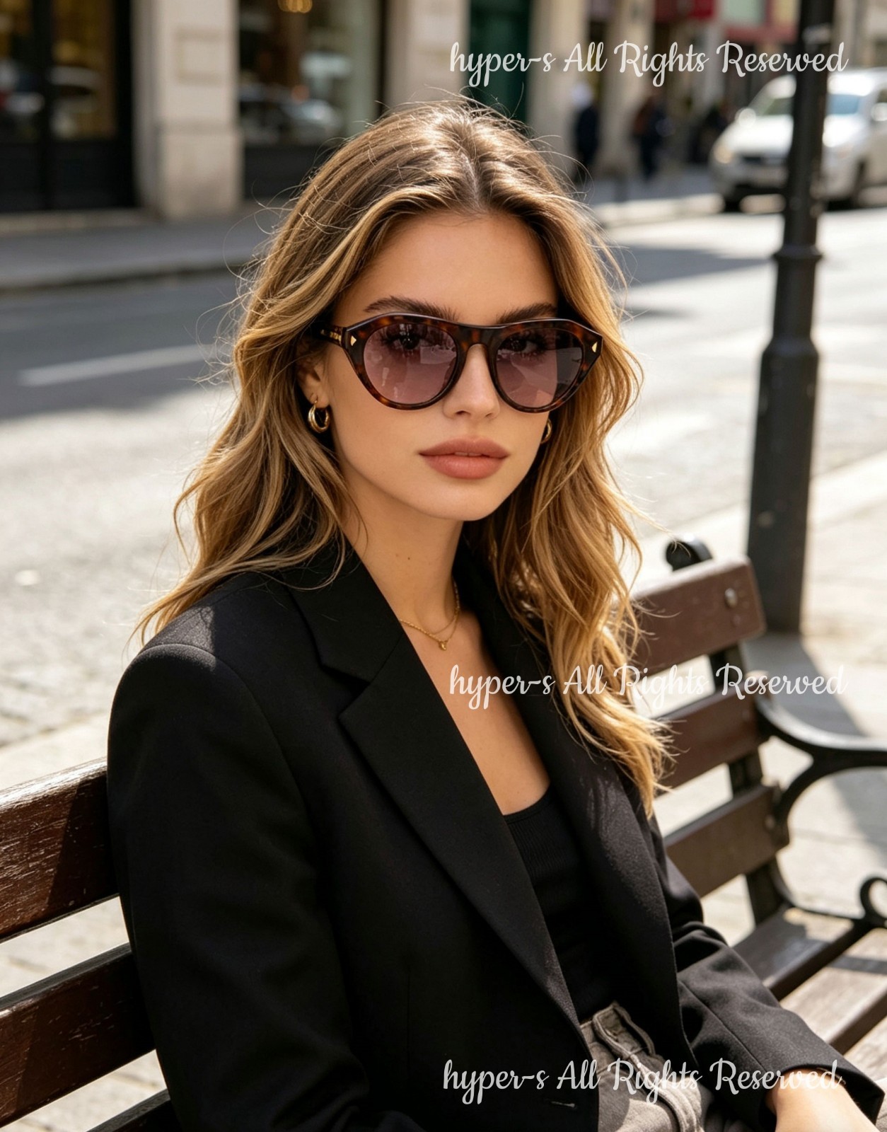 Prada SPR B15 Women Sunglasses Cat Eye Tortoiseshell Frame Purple Lenses UV400