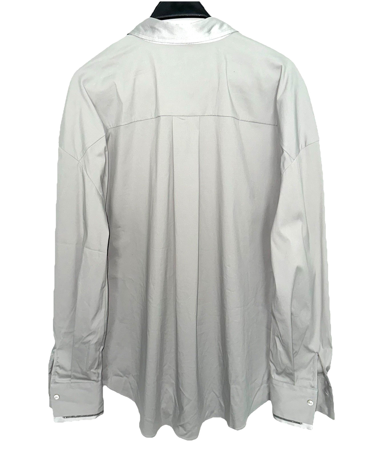 BRUNELLO CUCINELLI Womens XL Button-Up Blouse w/ Beaded Embellishment Gray Italy