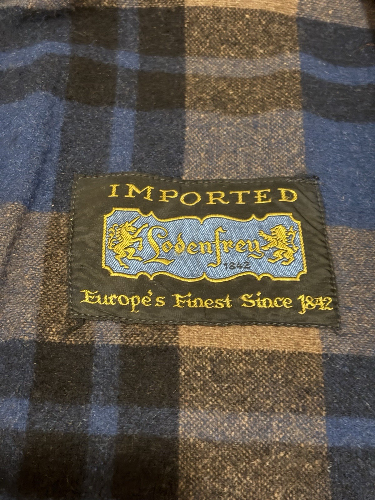 Vintage Lodenfrey Grey Wool Toggle Duffle Coat Plaid Lined West Germany Flaw