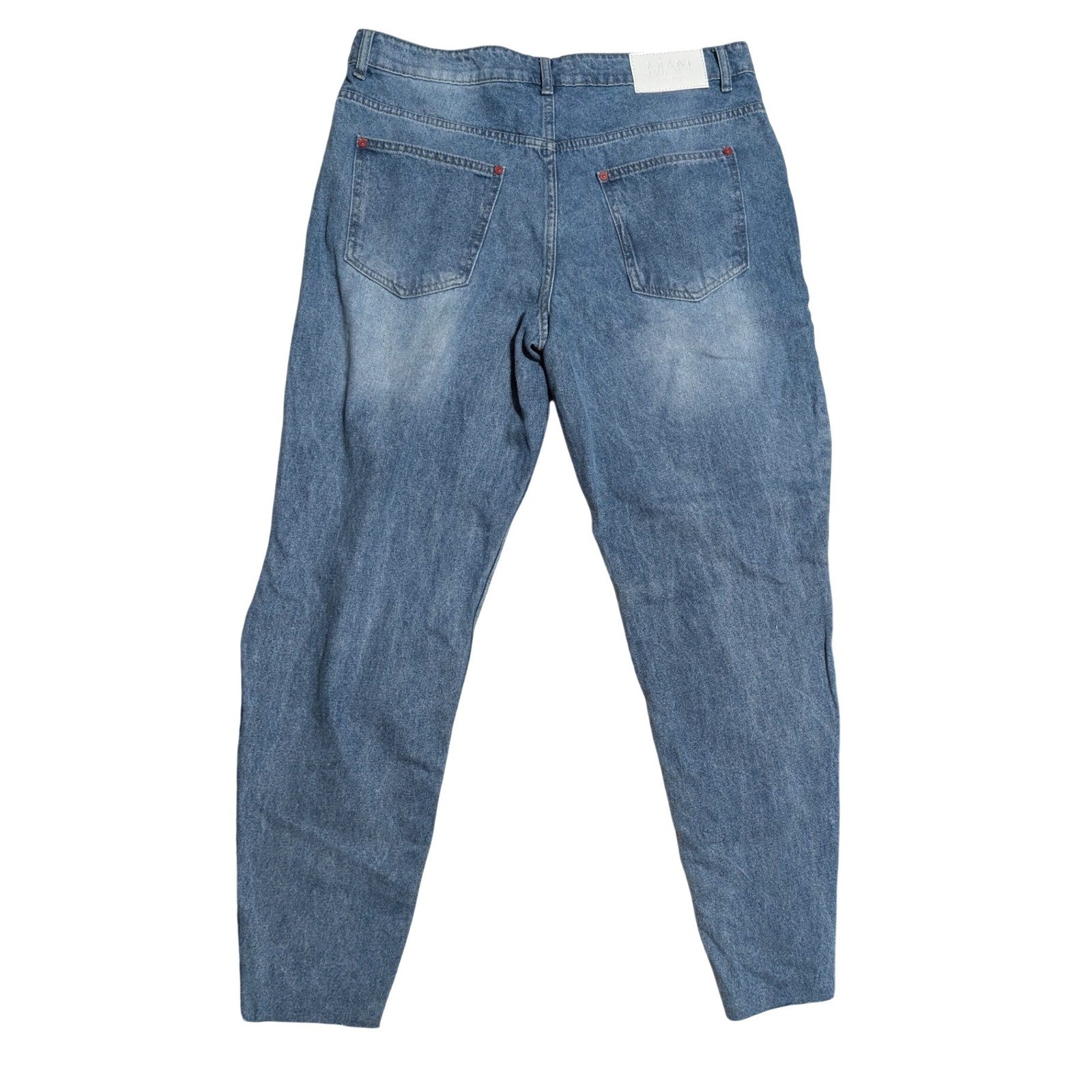 BoohooMAN 1400 Two Tone Paneled Button Fly Jeans Mens 36R Blue Streetwear Denim