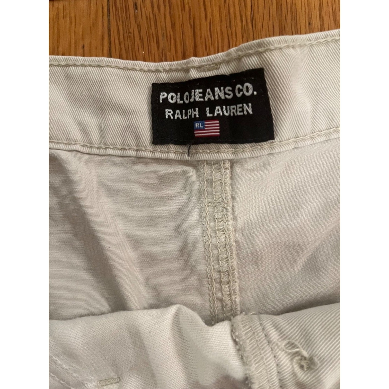 Vintage Polo Jeans Co Ralph Lauren Khaki Belted Utility Shorts Size 14