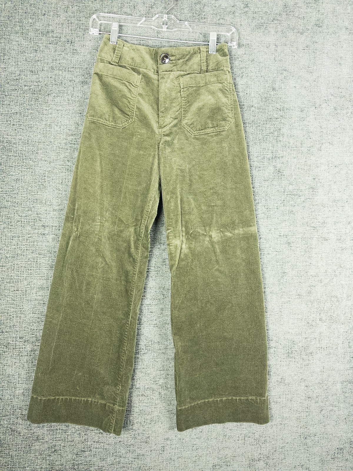 Maeve Anthropologie Colette Wide Leg Corduroy Pants Womens 24 Olive Green Cotton