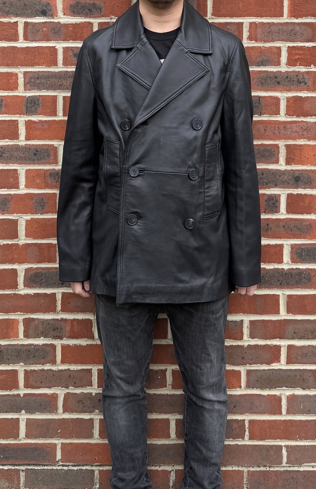 *BRAND NEW* The Kooples Mens Leather Caban Peacoat Jacket Coat MEDIUM / LARGE