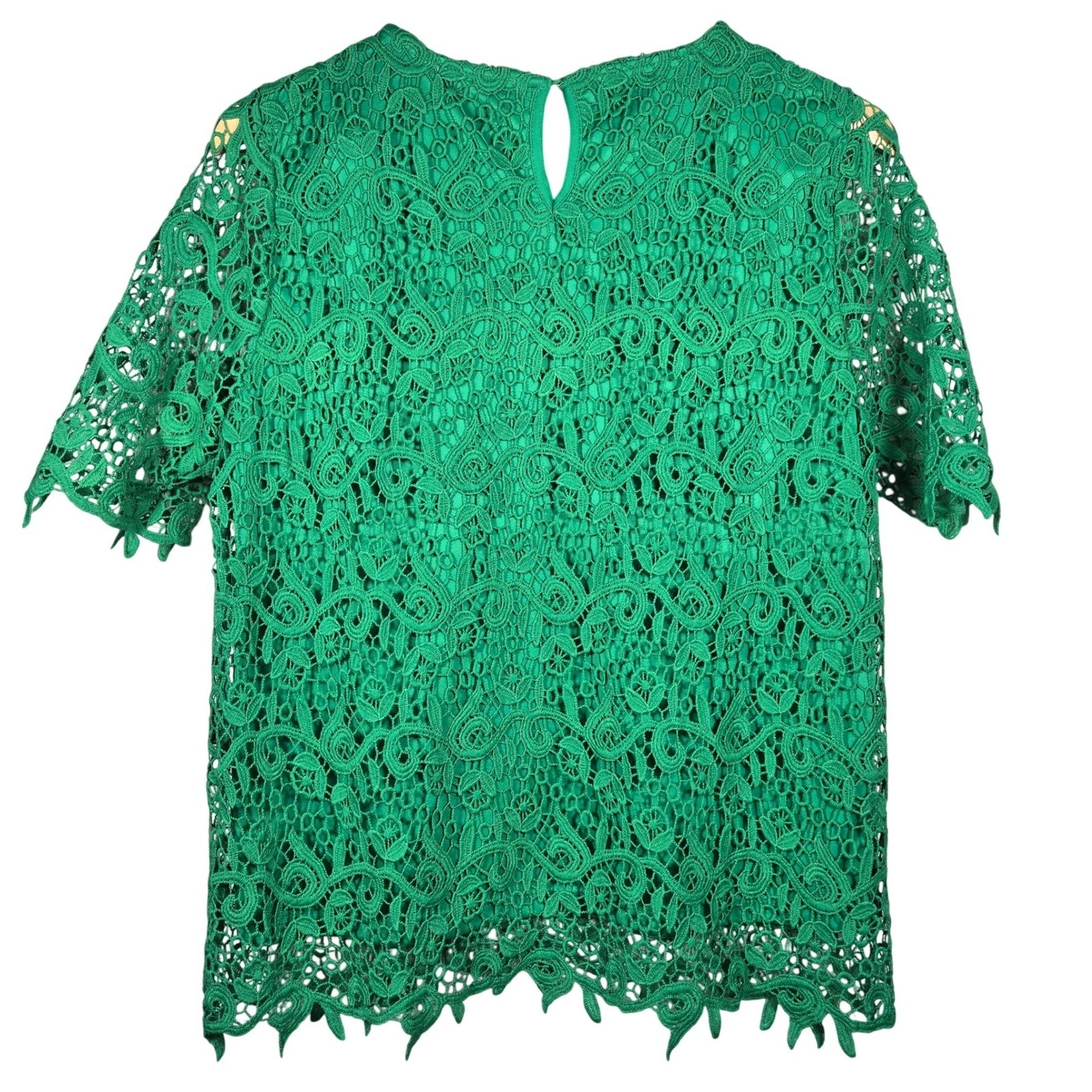Philosophy Republic Clothing Emerald Green Lace Short Sleeve Top Medium 3615025