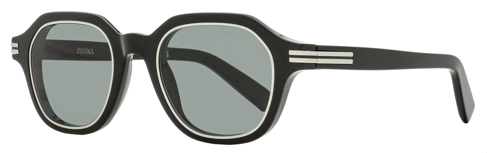 Zegna Square Rimmed Sunglasses EZ0250 01A Black 49mm