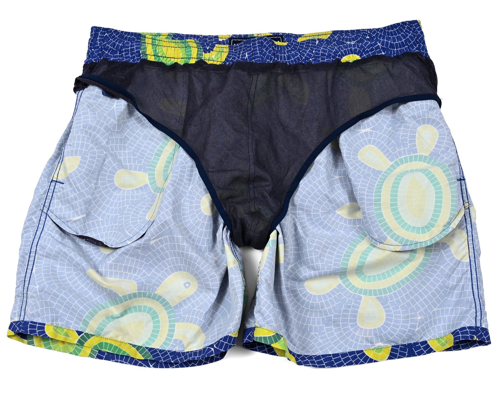 Vilebrequin Moorea Mosaic Sea Turtles Printed Swim Shorts Lined Men’s 2XL Resort