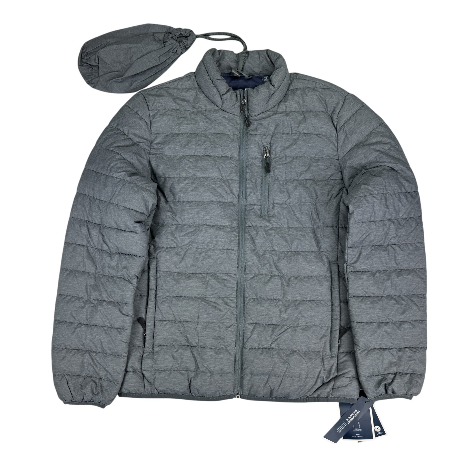 Club Room Mens Quilted Packable Puffer Jacket Gray S