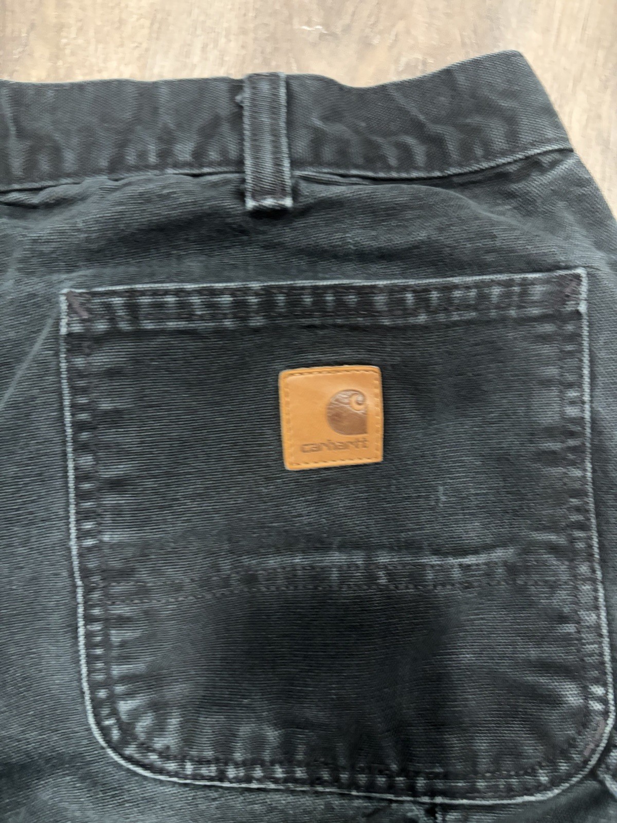 Vintage Carhartt Men’s Faded Black Canvas Carpenter Pants Loose Fit Leg Logo 36