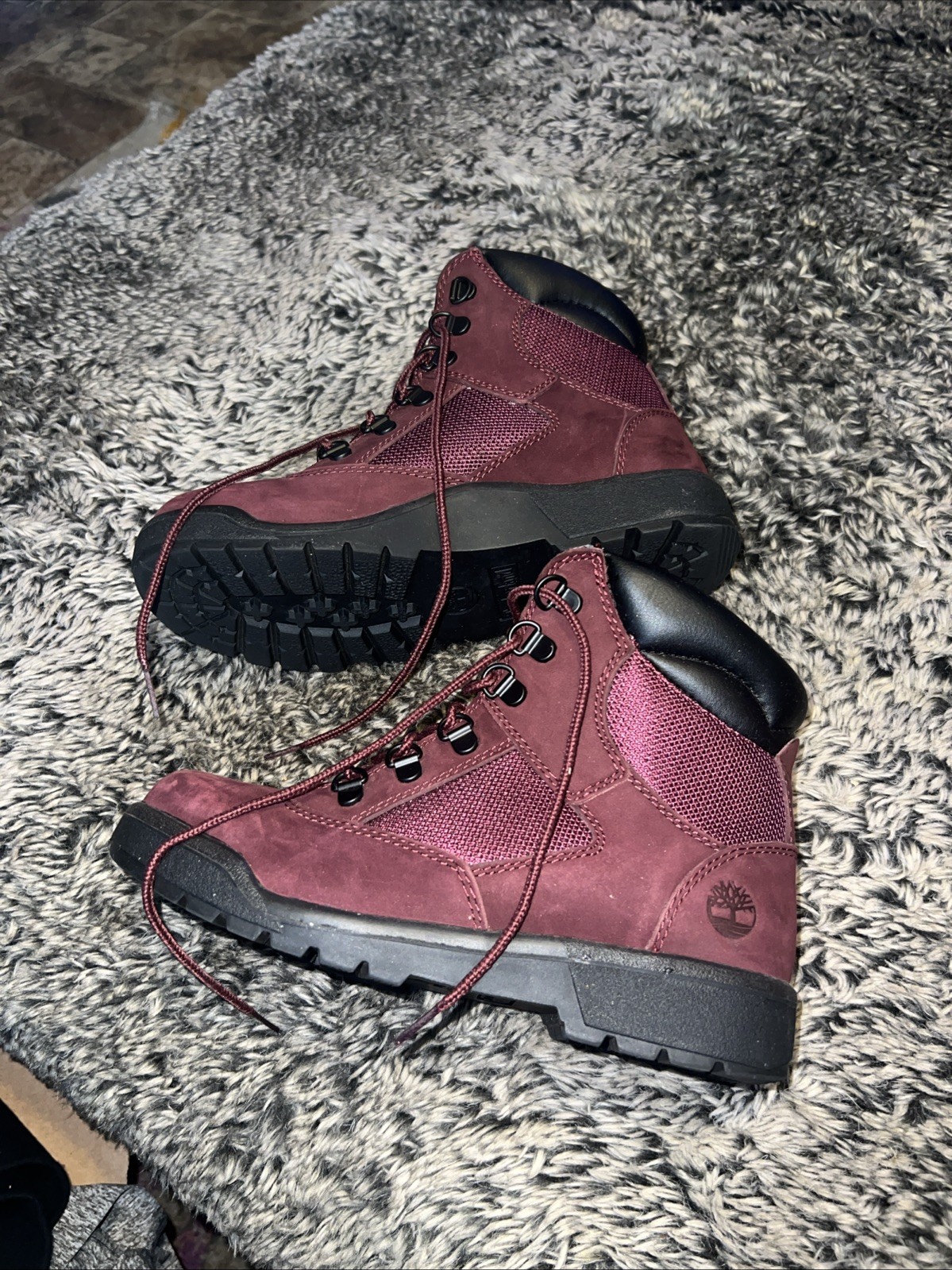 Timberland 6-Inch Waterproof Field Boot Burgundy Nubuck Men’s Boots Size 4.5