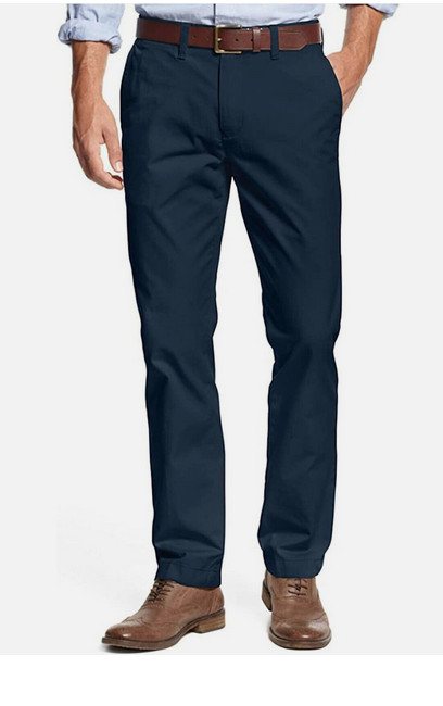 Tommy Hilfiger Men’s TAILORED FIT Flat Front Chino Pants (Navy, 38W x 32L) NWOT