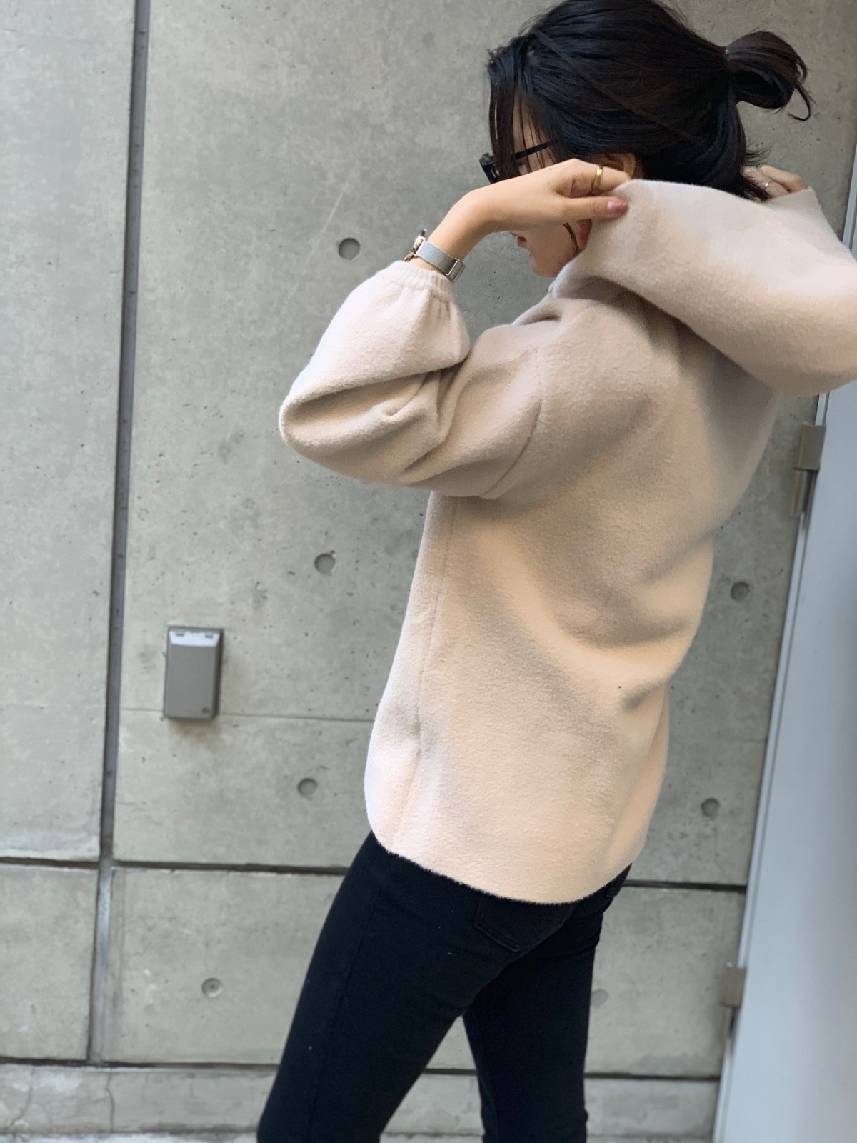 luffy Oversized Pullover Top Mock Neck Women One Size Black Ivory