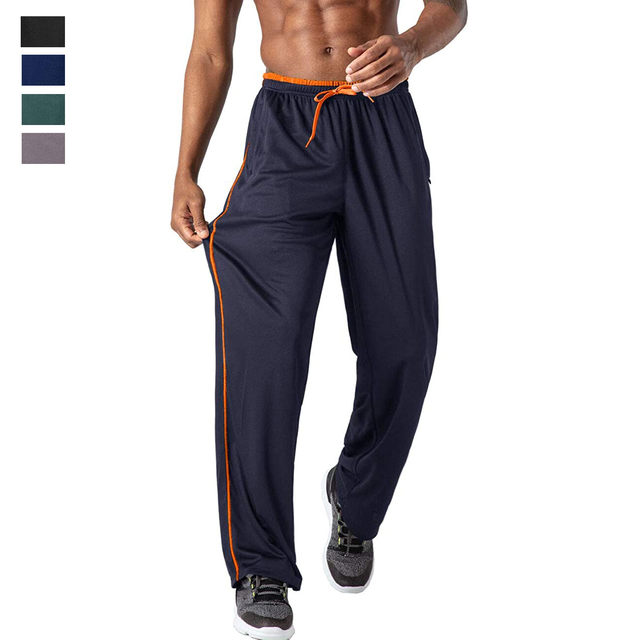 Men’s Casual Jogger Sweatpants Elastic Waist Open Bottom Gym Workout Mesh Pants