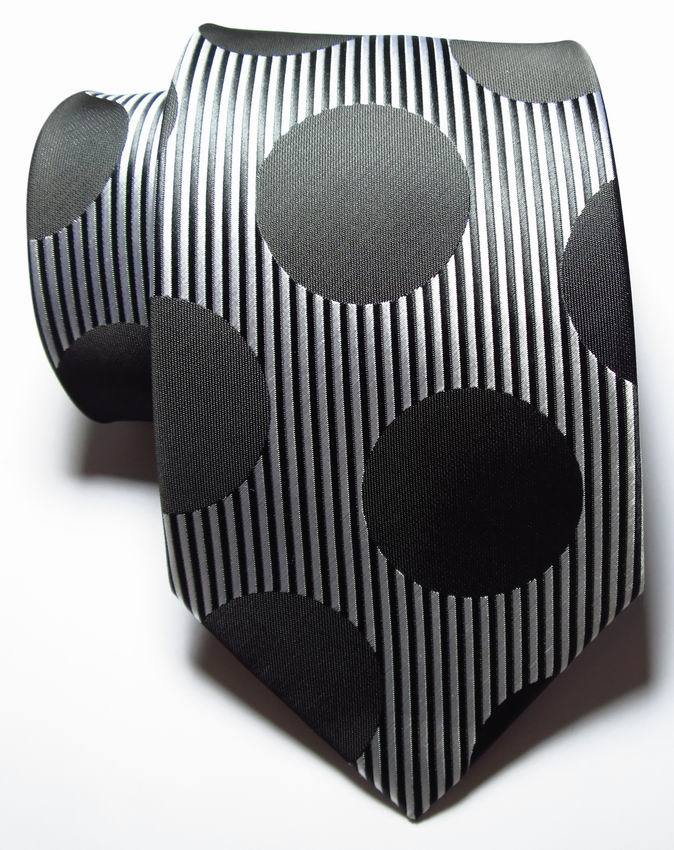 New Classic Striped Dot Black White JACQUARD WOVEN 100% Silk Men’s Tie Necktie