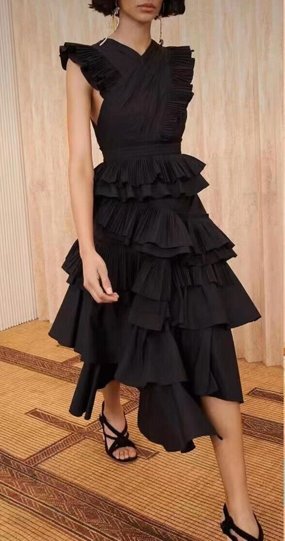 Women Ulla Johnson Ruffle Sleeveless V-neck Tank Midi Dress