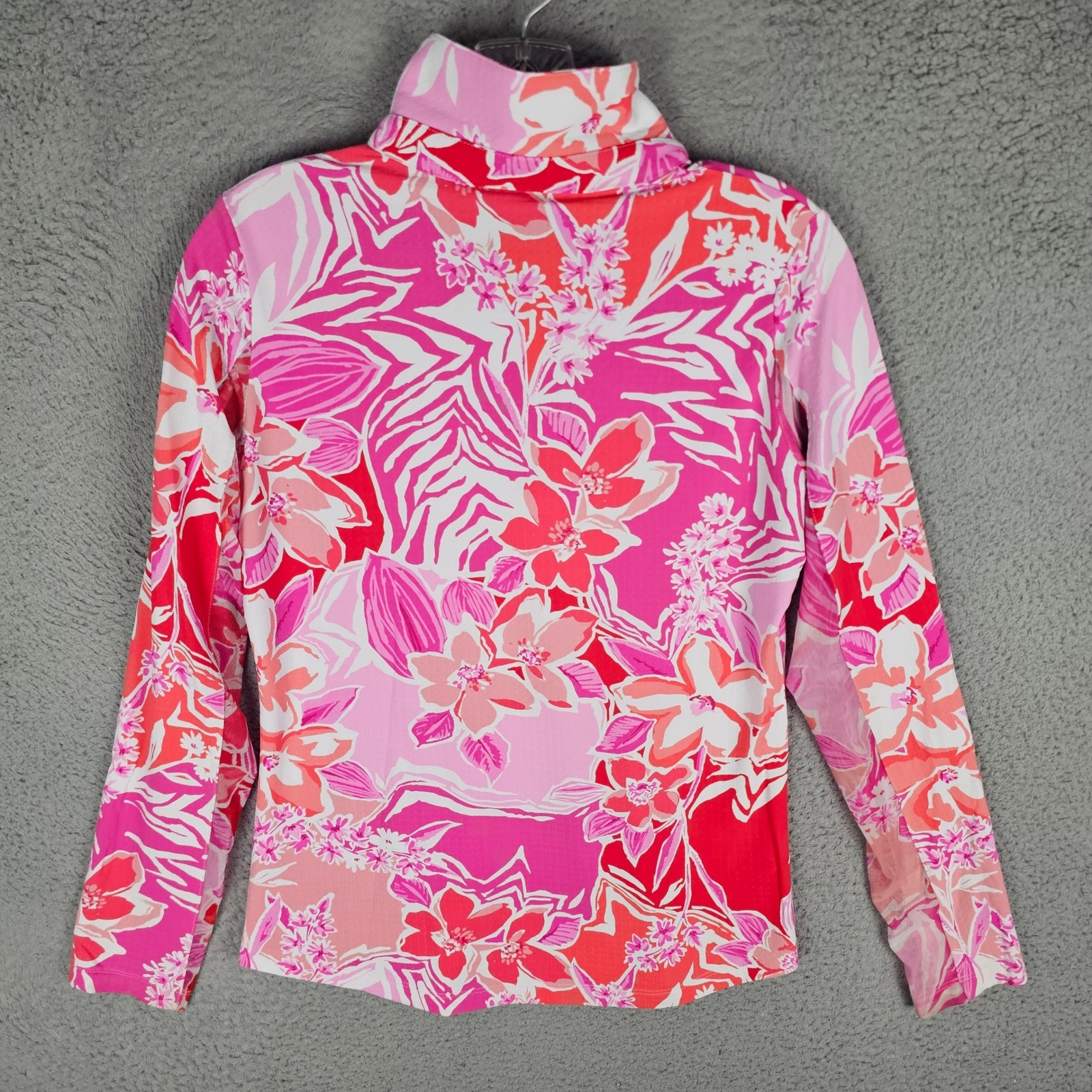 IBKUL Quarter Zip Women S Pink Floral Zebra Print UPF 50 Sun Shirt Long Sleeve