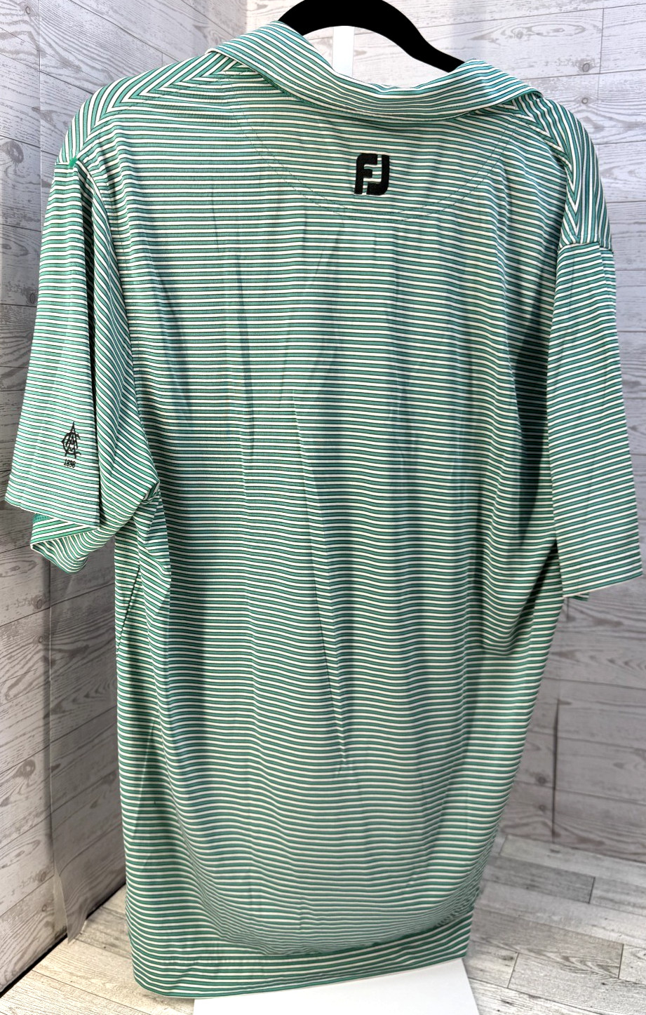 FootJoy Atlanta Athletic Club 1898 Green Striped Golf Polo Shirt Mens MEDIUM