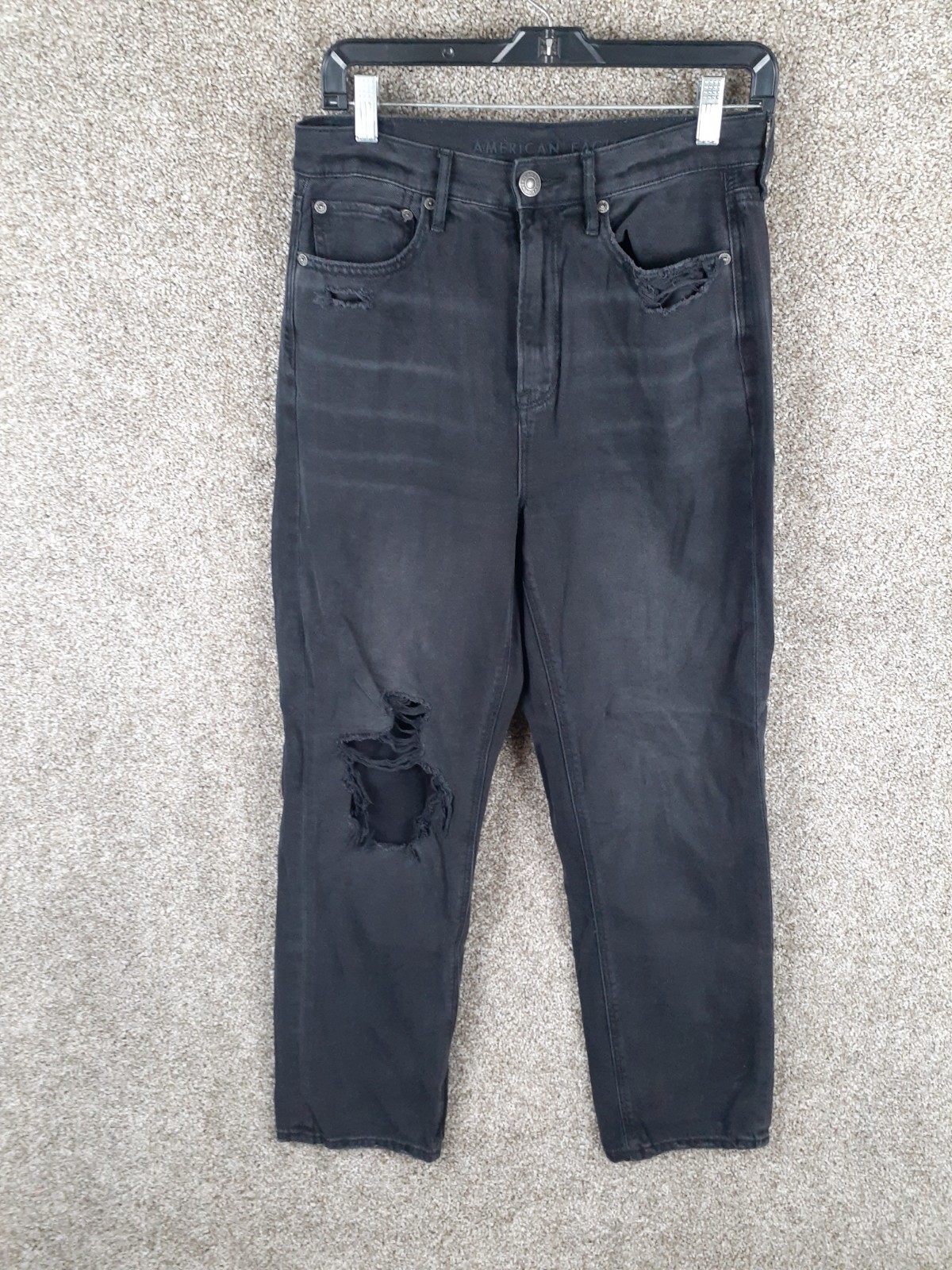 American Eagle Highest Rise 90’s Boyfriend Distressed Jeans Womens 8 Reg Black