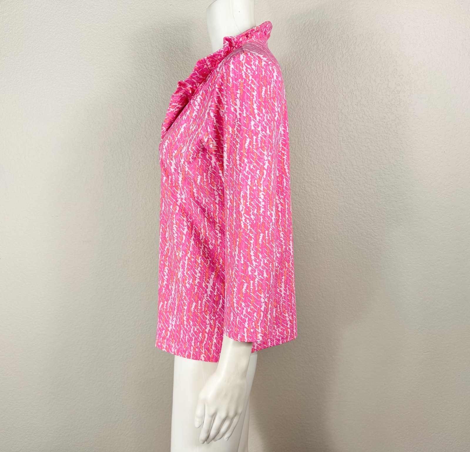 J. MCLAUGHLIN Durham Top Catalina Cloth Ruffle Hot-Pink Print Large – NTSF