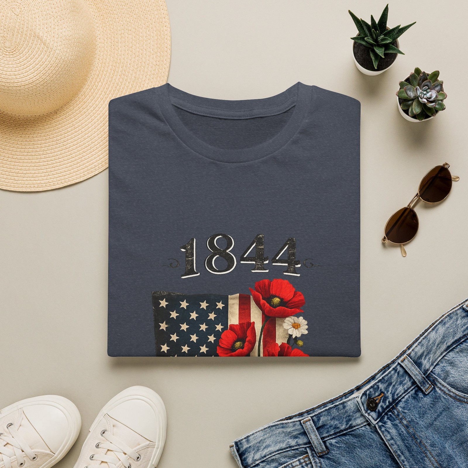 Patriotic Floral T-Shirt – Summer Fashion, Memorial Day, Independence Day