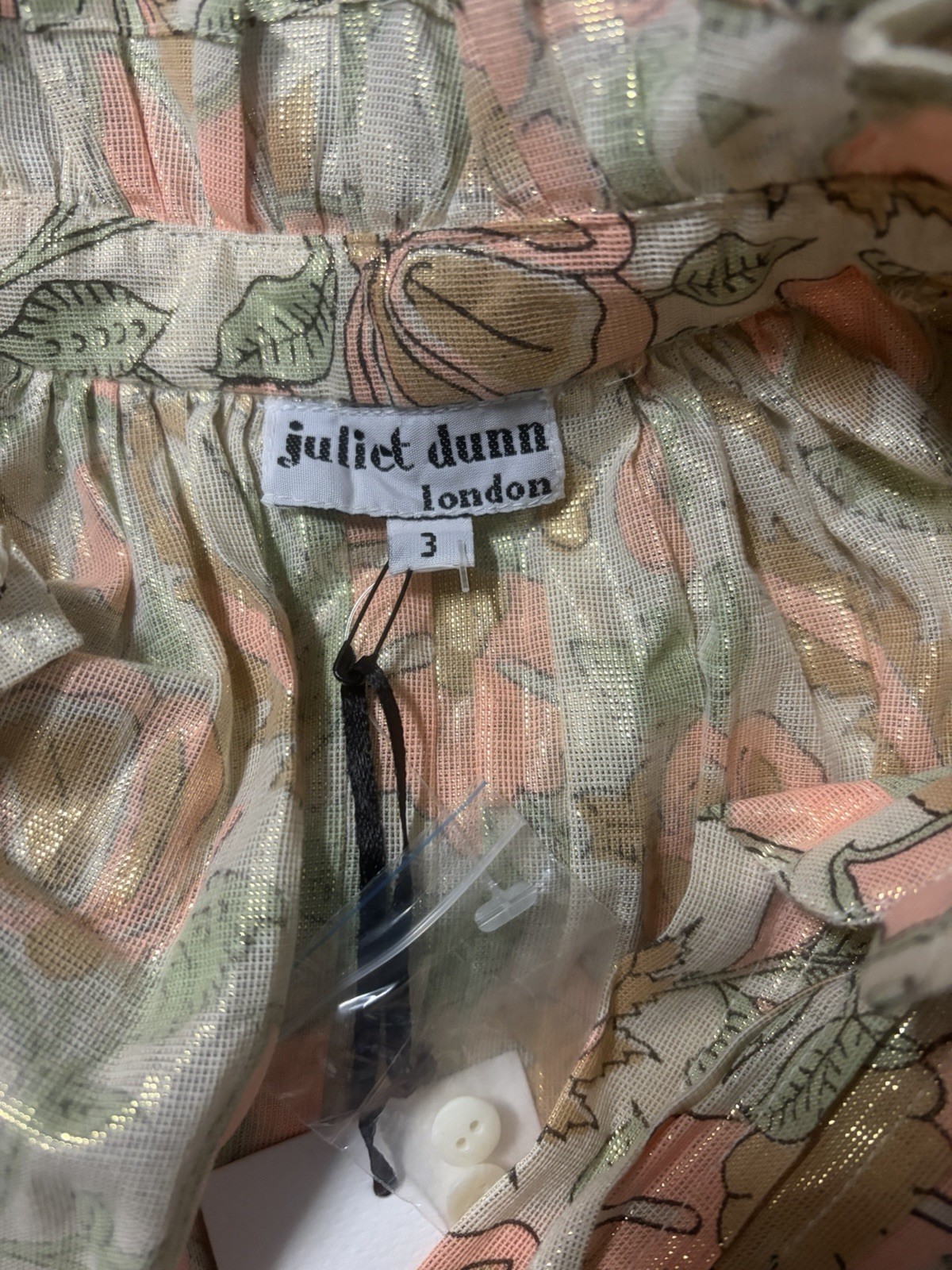 Juliet Dunn Lamé Blouson Dress – Size 8/10