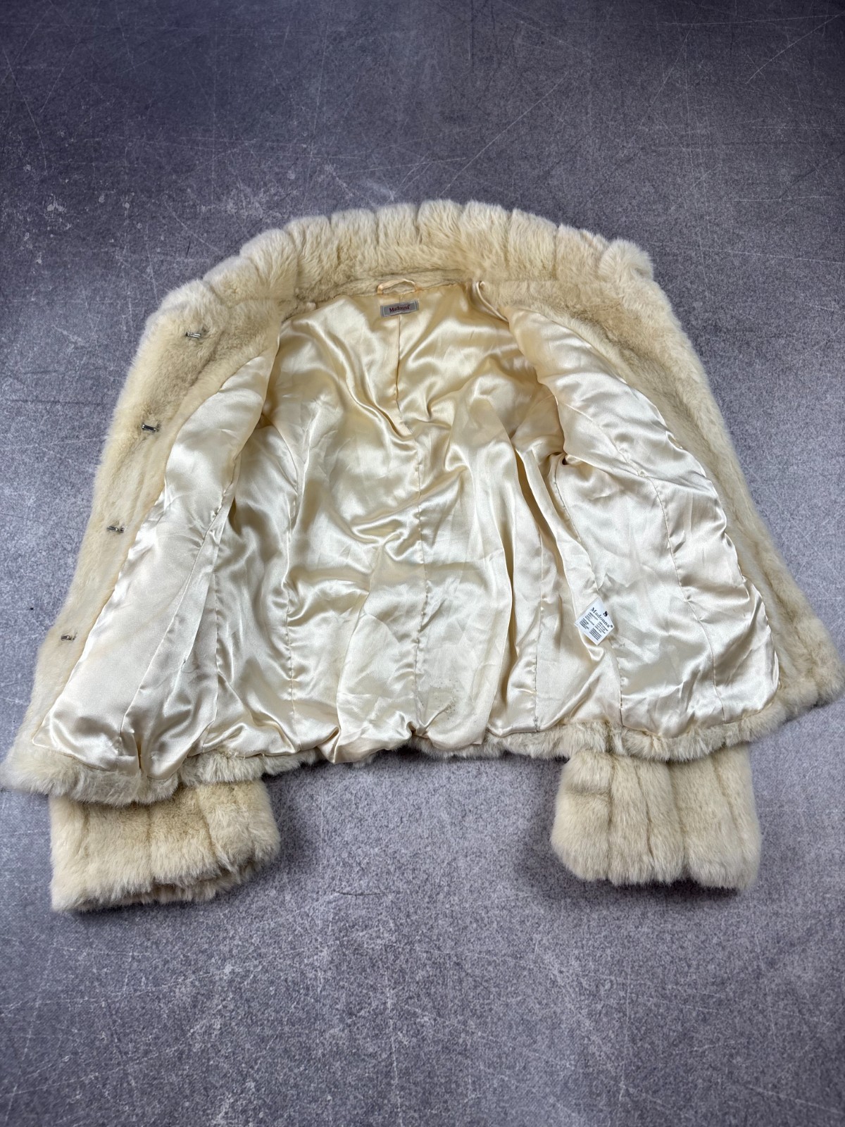 Ivory Cream Fur Cropped Jacket Plush Short Coat Luxury Vintage Old Money Winter