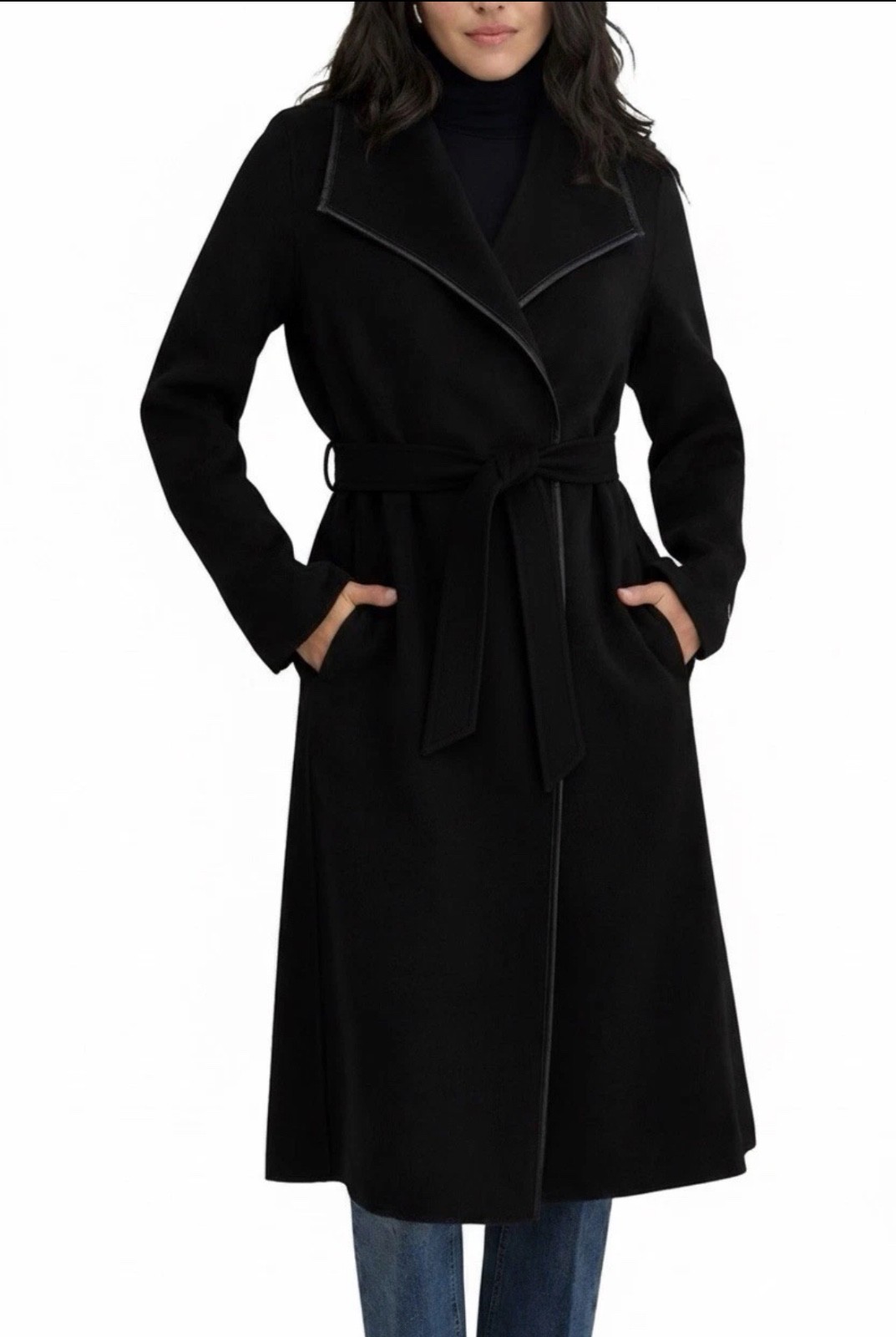Tahari Women’s Long Wrapping Coat with Belt