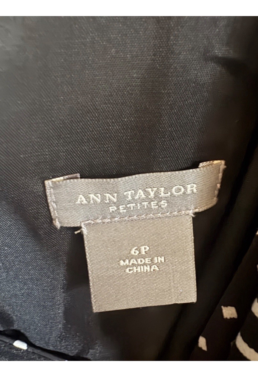 Ann Taylor Petites Black White Geometric A-Line Dress V-Neck Sleeveless Sz 6P