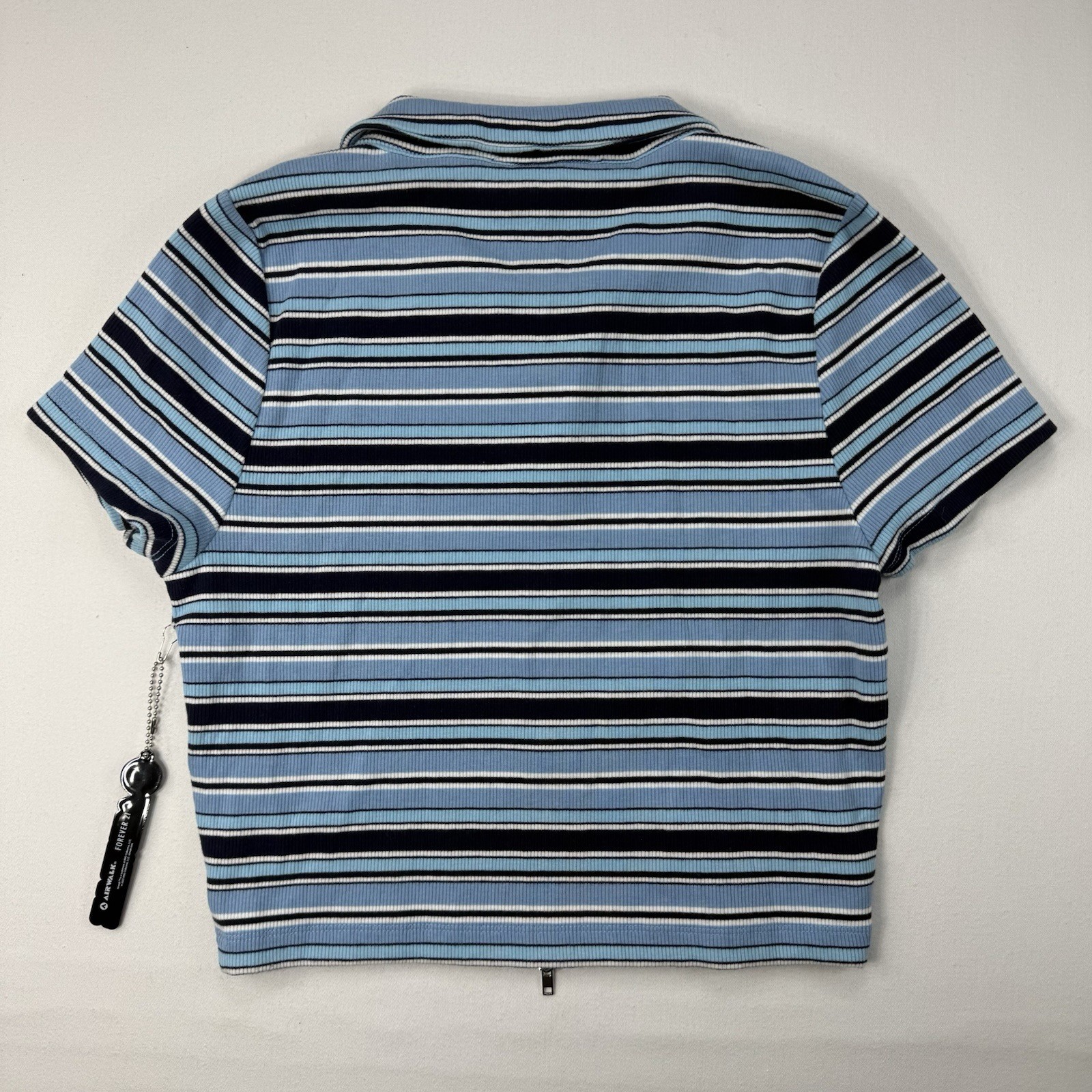 Forever 21 Airwalk Classics Striped Zip Crop Top Women Large NWT