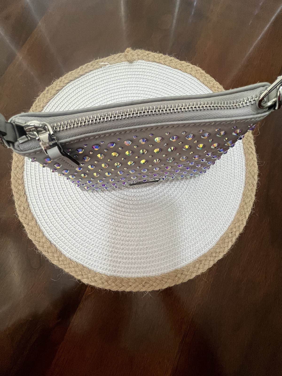 KATE SPADE small silver bag with diamonds