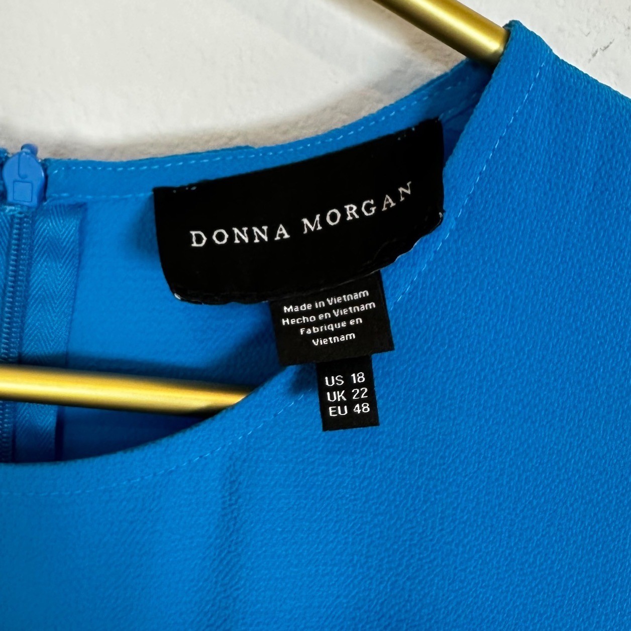 NWT Donna Morgan Dress Sleeveless Crepe Pleated Skirt Midi Brilliant Blue 18
